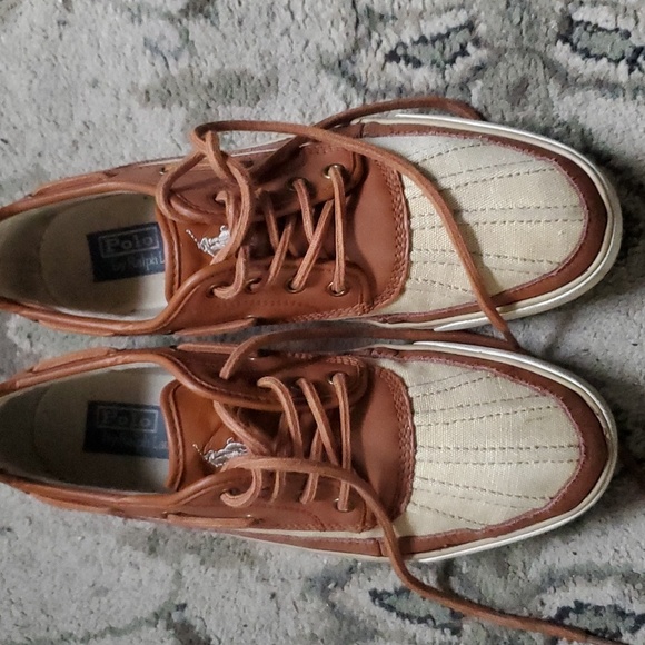 Canvas khaki color/leather RL POLO loafers - Picture 2 of 4